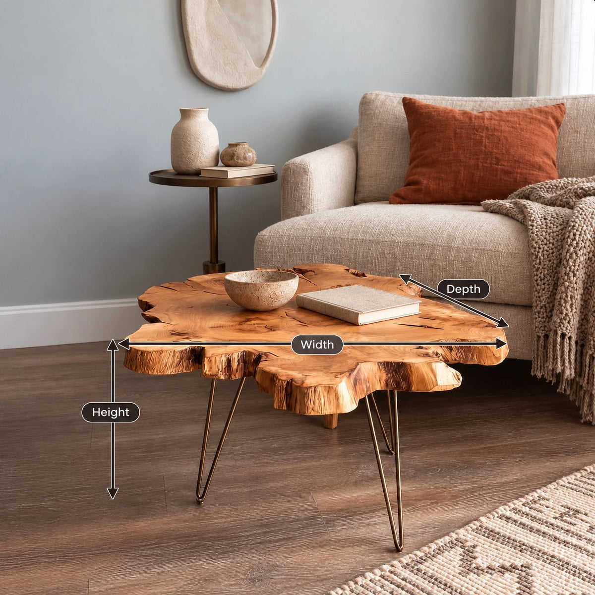 Contemporary Freeform Coffee Table With Slim Hairpin Legs For Living Room
