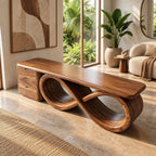 Contemporary Infinity Loop Console Table With 2 Drawers For Living Room