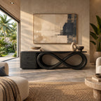 Contemporary Infinity Loop Console Table With 2 Drawers For Living Room