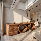 Contemporary Infinity Loop Console Table With 2 Drawers For Living Room