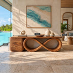 Contemporary Infinity Loop Console Table With 2 Drawers For Living Room