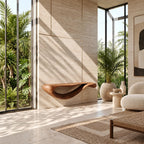 Modern Floating Console Table With Sculpted Wave Profile For Living Room