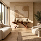 Minimalist Sculptural Console Table With Two Curved Legs For Hallway