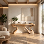 Minimalist Sculptural Console Table With Two Curved Legs For Hallway