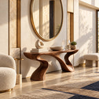 Minimalist Sculptural Console Table With Two Curved Legs For Hallway
