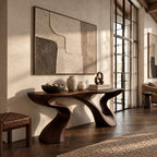 Minimalist Sculptural Console Table With Two Curved Legs For Hallway