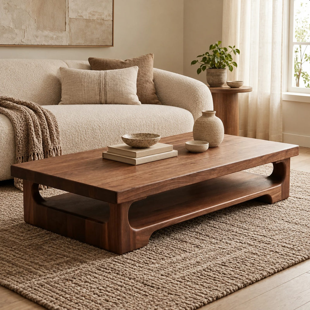 Contemporary Coffee Table With Arched Open Leg Design For Living Room