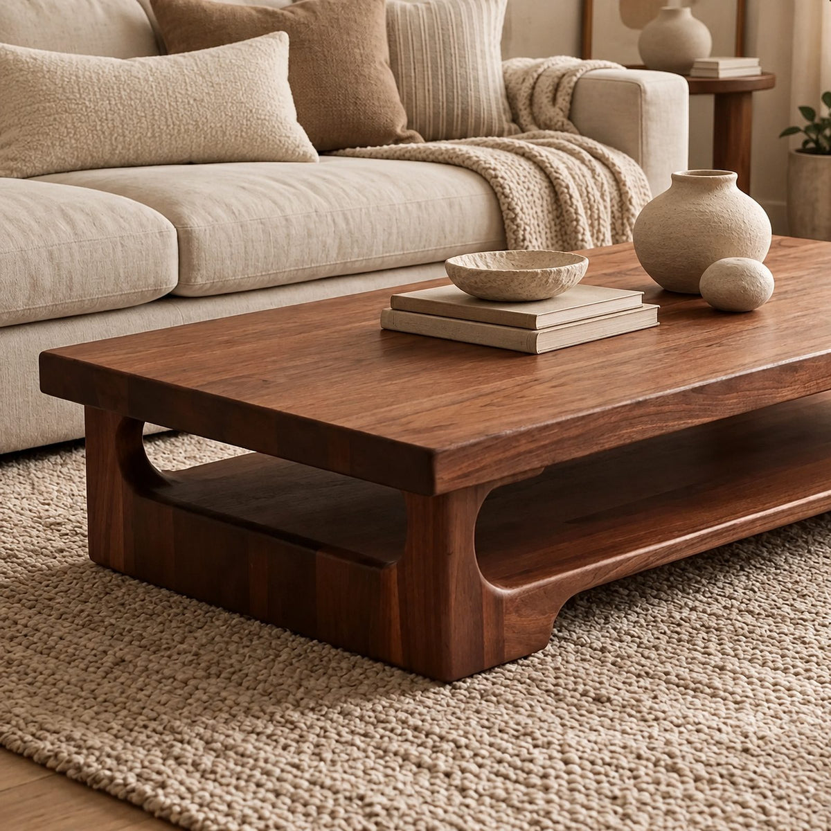 Contemporary Coffee Table With Arched Open Leg Design For Living Room