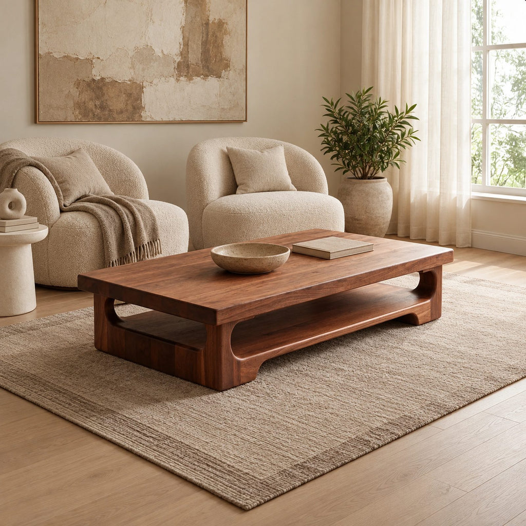 Contemporary Coffee Table With Arched Open Leg Design For Living Room