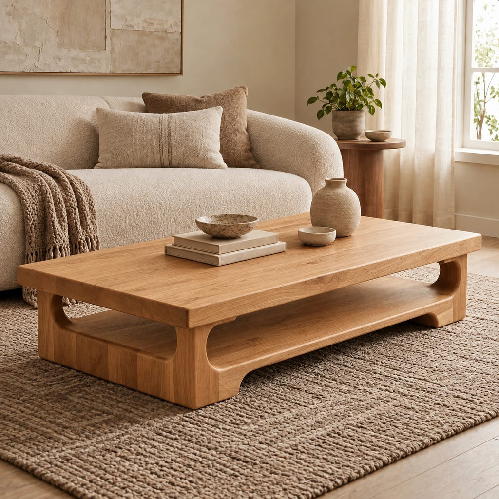 Contemporary Coffee Table With Arched Open Leg Design For Living Room