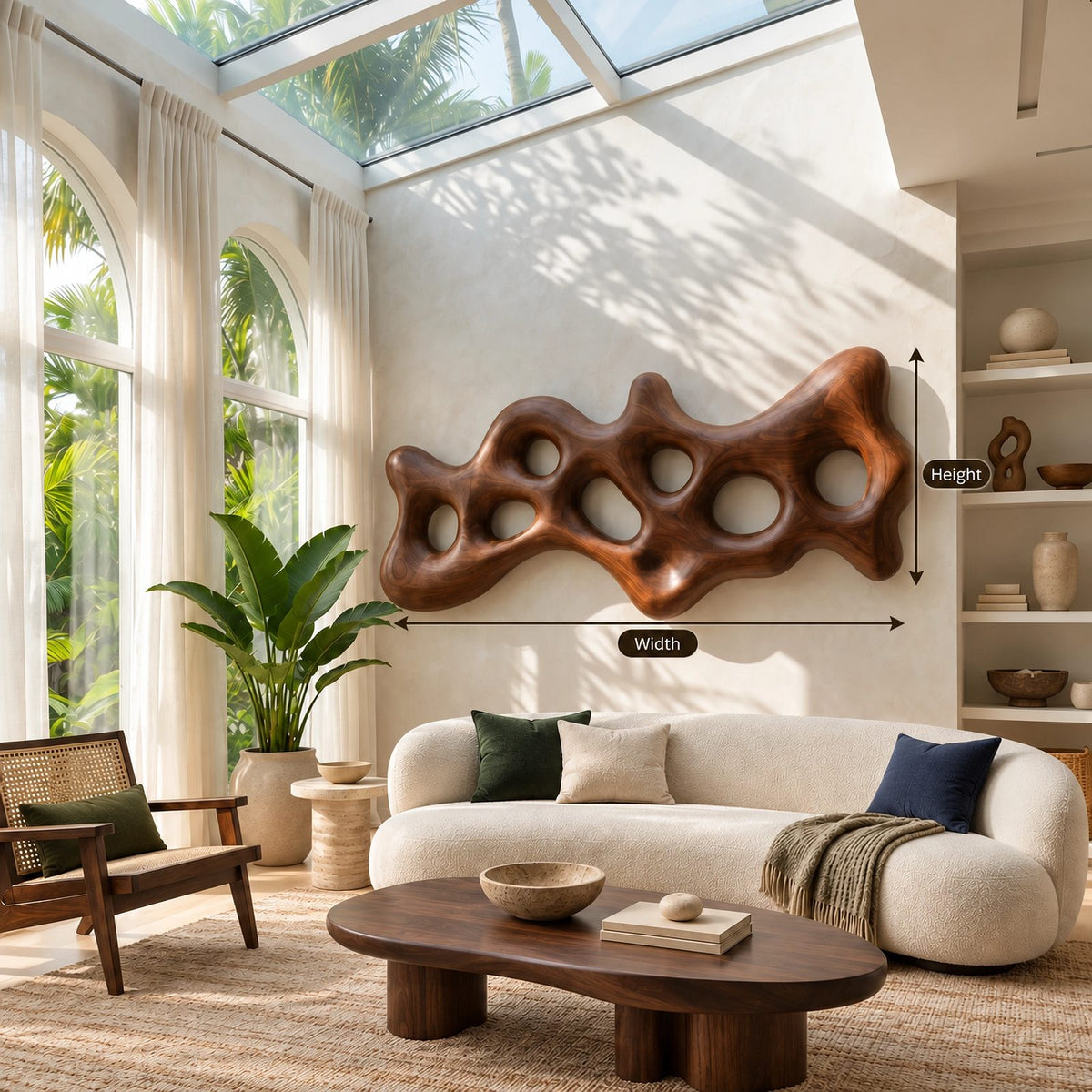 Organic Carved Wall Sculpture With Open Cutout Design For Living Room