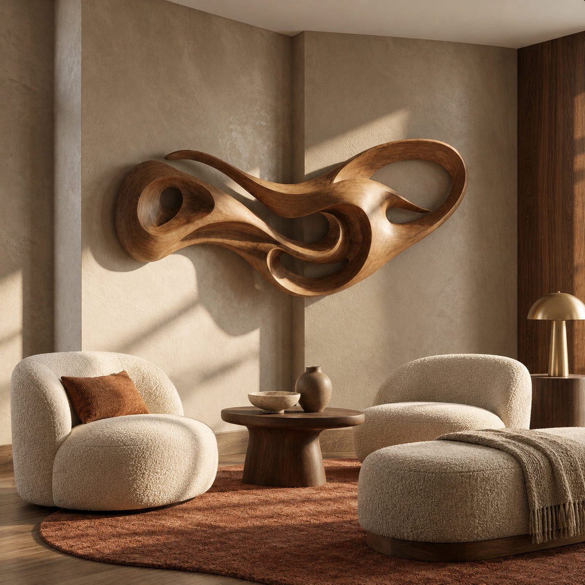 Abstract Sculptural Wall Art With Open Loop Design For Living Room