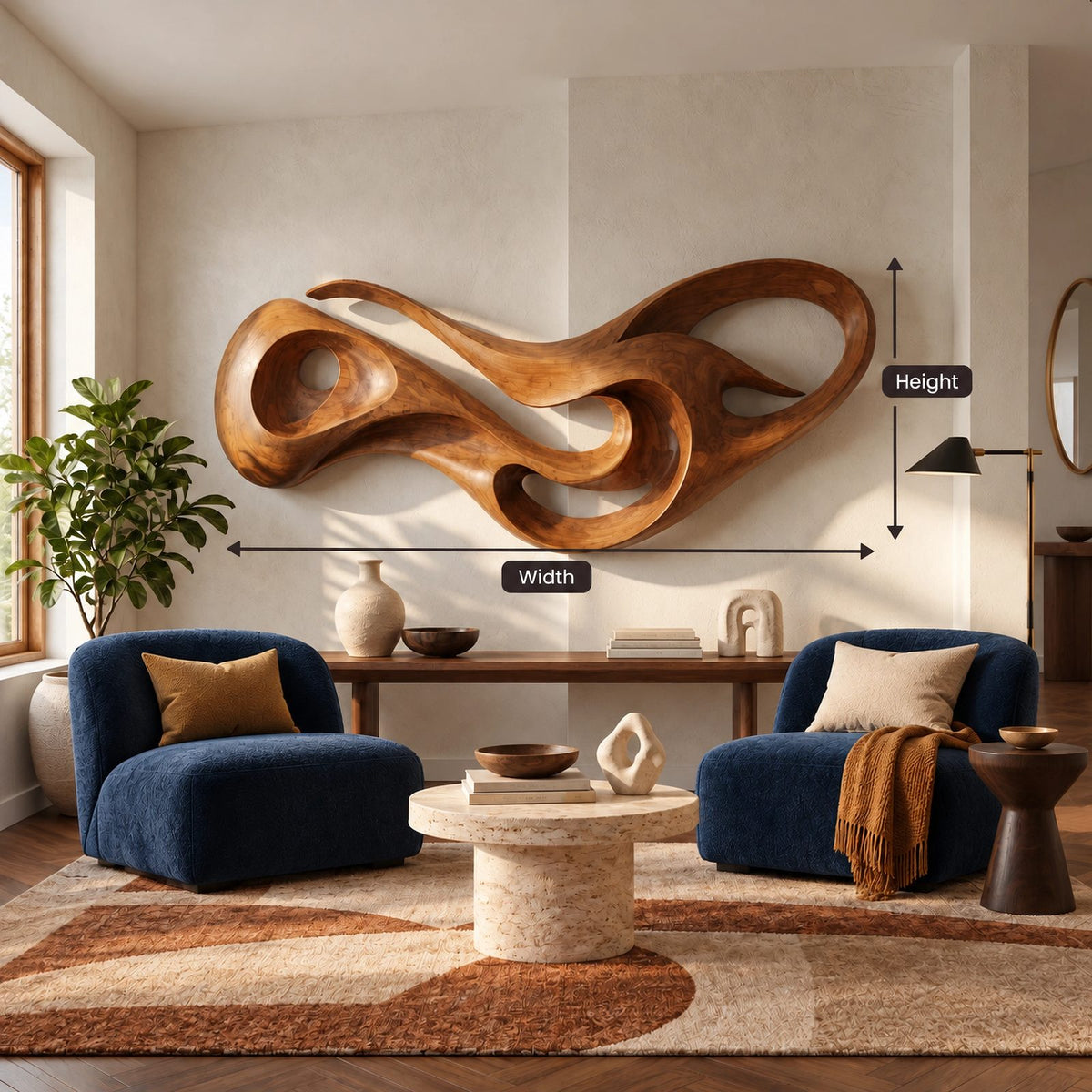 Abstract Sculptural Wall Art With Open Loop Design For Living Room
