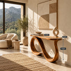Elegant Solid Wood Console Table With Undulating Loop Base For Entryway