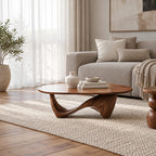 Sculptural Oval Coffee Table With Wave Base For Living Room