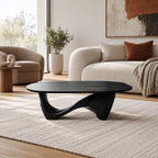 Sculptural Oval Coffee Table With Wave Base For Living Room