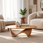 Sculptural Oval Coffee Table With Wave Base For Living Room