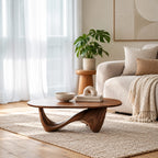 Sculptural Oval Coffee Table With Wave Base For Living Room