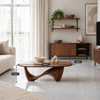 Sculptural Oval Coffee Table With Wave Base For Living Room