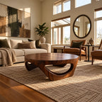 Retro Round Coffee Table With Triangular Loop Base For Living Room