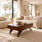 Handcrafted Solid Wood Coffee Table With 2 Drawers For Living Room