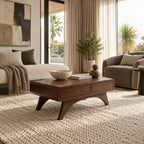 Handcrafted Solid Wood Coffee Table With 2 Drawers For Living Room