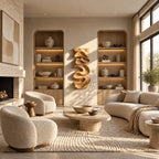 Artisan Vertical Wood Wall Sculpture With Twisting Ribbon Form For Entryway