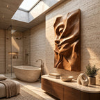 Contemporary Female Face Wood Wall Art With Deep Relief For Bedroom