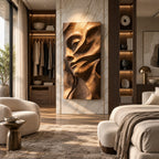 Contemporary Female Face Wood Wall Art With Deep Relief For Bedroom