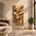 Contemporary Female Face Wood Wall Art With Deep Relief For Bedroom