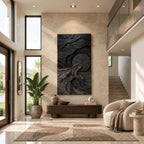 Sculptural Tall Landscape Wood Wall Art With Carved Sun For Entryway