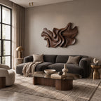 Abstract Layered Wood Wall Sculpture With Sweeping Curves For Bedroom