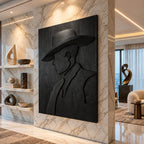 Contemporary Carved Cowboy Portrait Wood Wall Panel For Home Office
