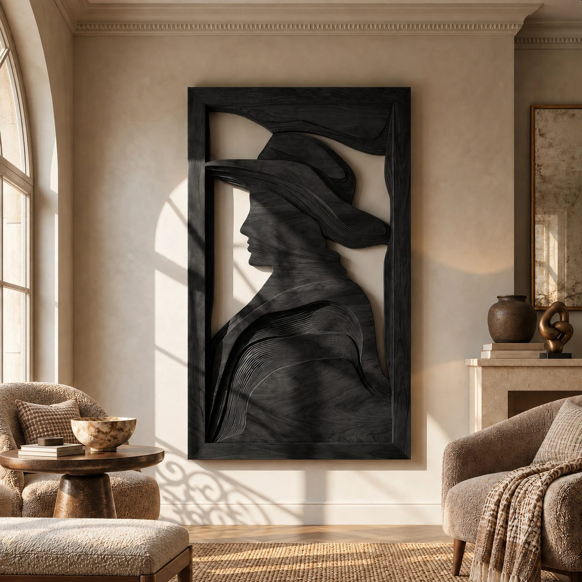 Western Cowboy Silhouette Wall Art With Open Cutout Frame For Entryway