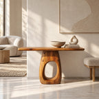 Organic Sculptural Wood Console Table With Open Loop Base For Entryway