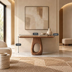 Organic Sculptural Wood Console Table With Open Loop Base For Entryway