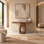 Organic Sculptural Wood Console Table With Open Loop Base For Entryway