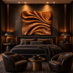 Contemporary Carved Wood Wall Art With Sculpted Fold Design For Bedroom