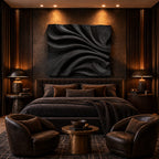 Contemporary Carved Wood Wall Art With Sculpted Fold Design For Bedroom