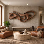 Abstract Carved Wood Wall Art With Open Hollow Design For Living Room