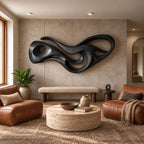 Abstract Carved Wood Wall Art With Open Hollow Design For Living Room
