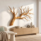Handcrafted Wood Wall Art With Forked Branch Design For Bedroom