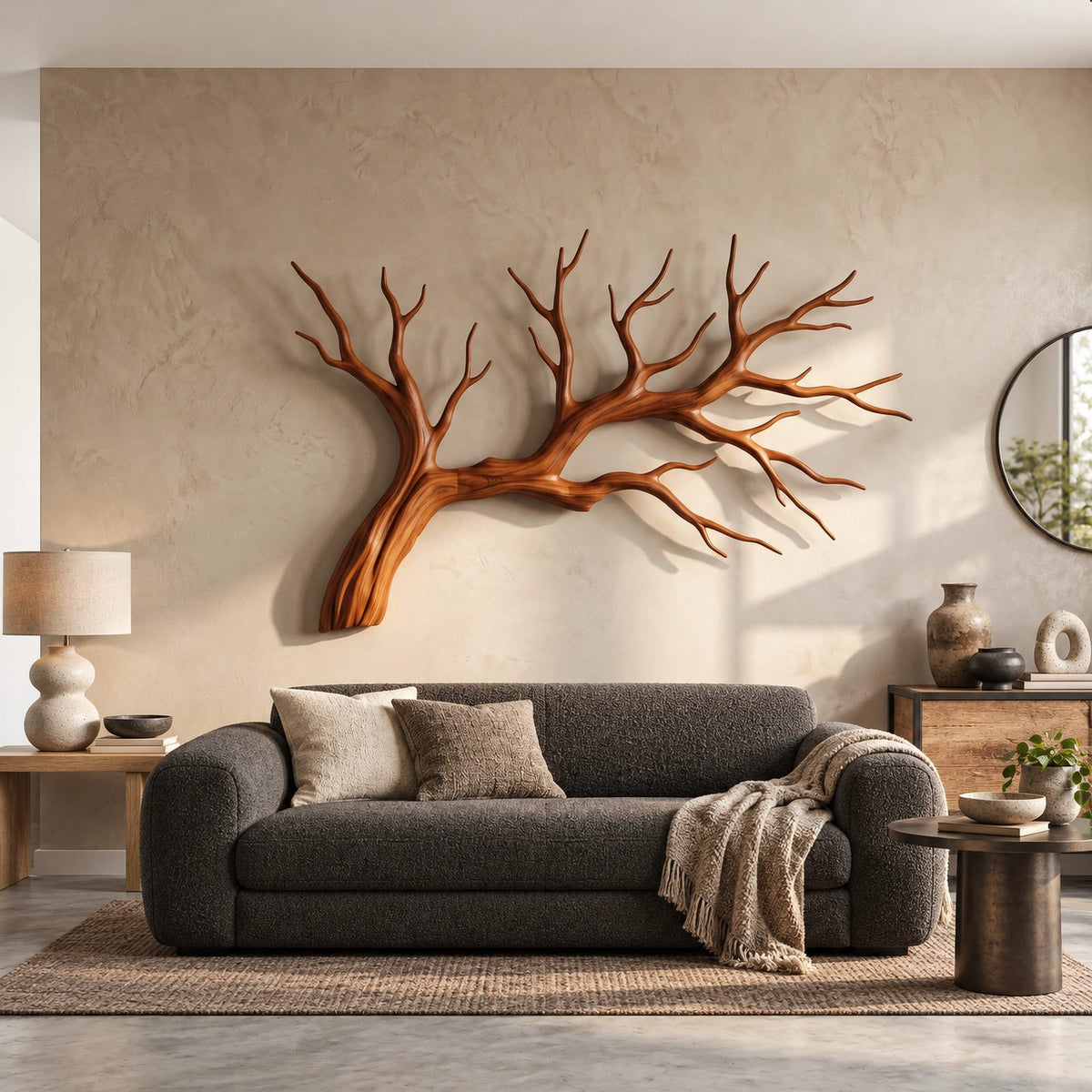Handcrafted Wood Wall Art With Forked Branch Design For Bedroom