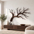 Handcrafted Wood Wall Art With Forked Branch Design For Bedroom