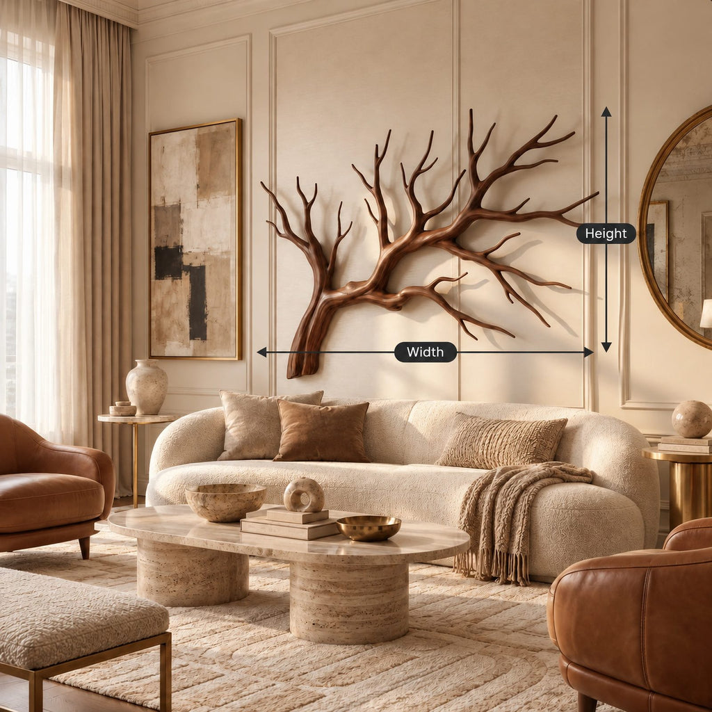 Handcrafted Wood Wall Art With Forked Branch Design For Bedroom
