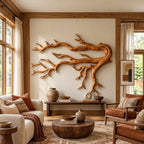 Artisan Wood Wall Sculpture With Layered Root Branches For Living Room