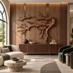Artisan Wood Wall Sculpture With Layered Root Branches For Living Room