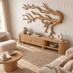 Artisan Wood Wall Sculpture With Layered Root Branches For Living Room