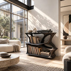 Contemporary Wood Record Player Stand With Branch Design For Living Room