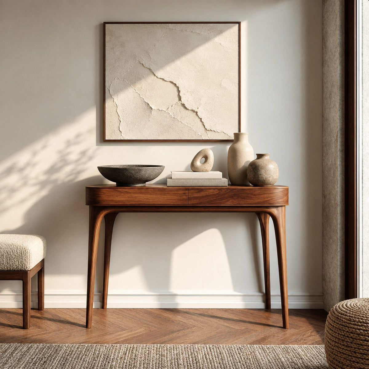 Minimalist Solid Wood Console Table With Drawer For Entryway